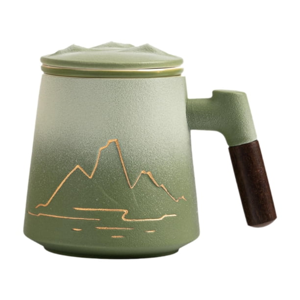 Taza de té, taza de café, taza de té con tapa y asa, taza de porcelana, taza de agua, taza de té de porcelana Verde degradado