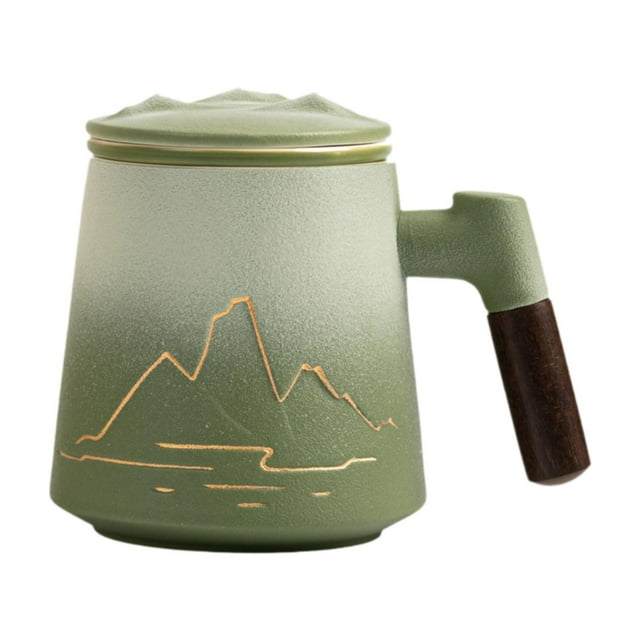 Taza de té de cerámica con asa para beber, ideal para jardín, hotel y bebidas. Verde degradado
