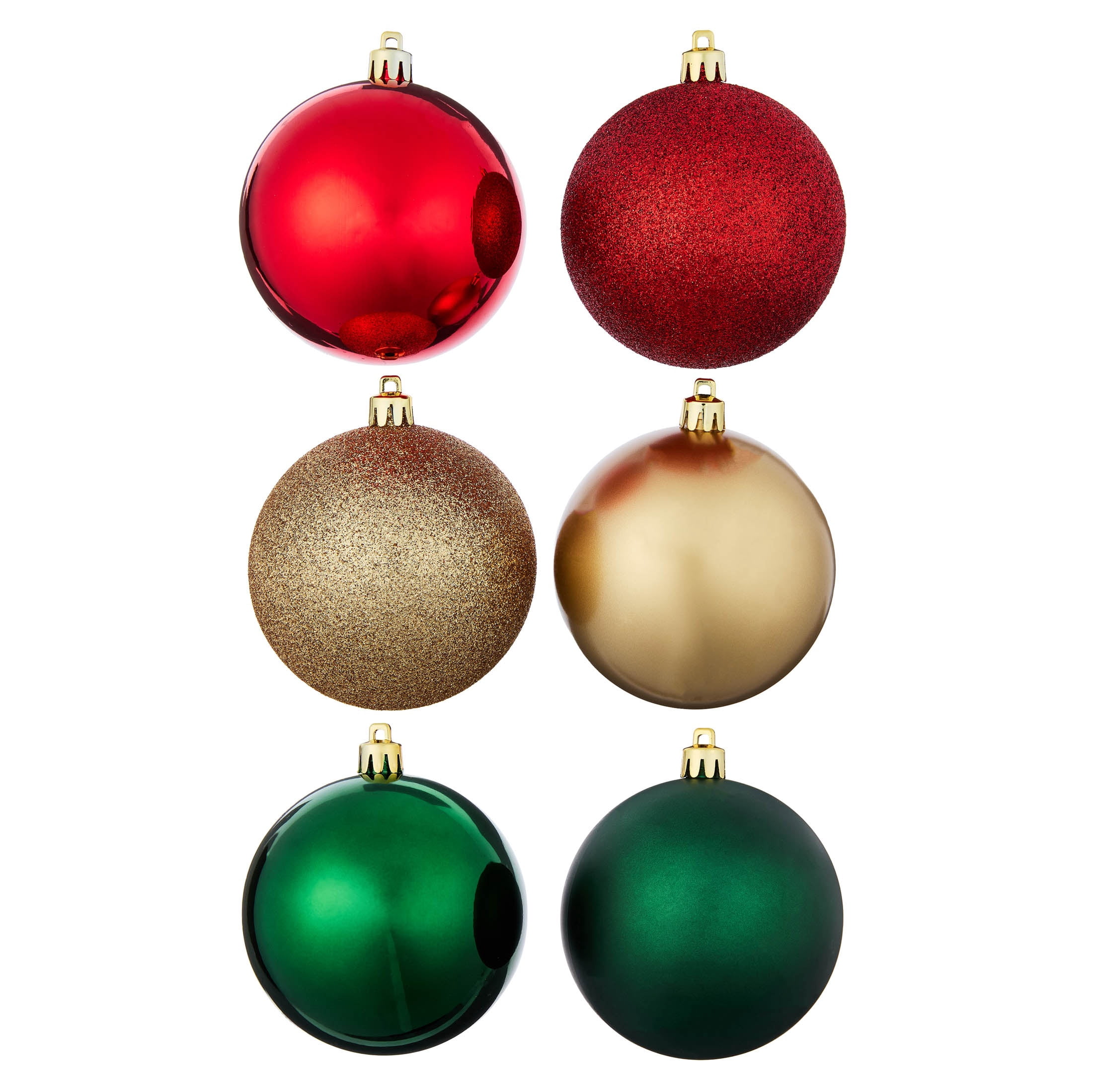 8-Count Red/Green/Gold Ball Shatterproof Christmas Ornaments, 4.5", by Holiday Time