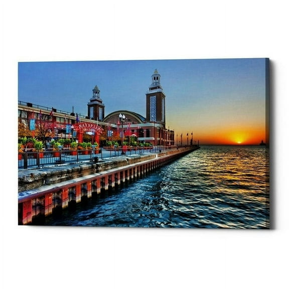 Epic Graffiti  "Sunrise at the Pier," Giclee Canvas Wall Art, 18"x26" 18" x 26"