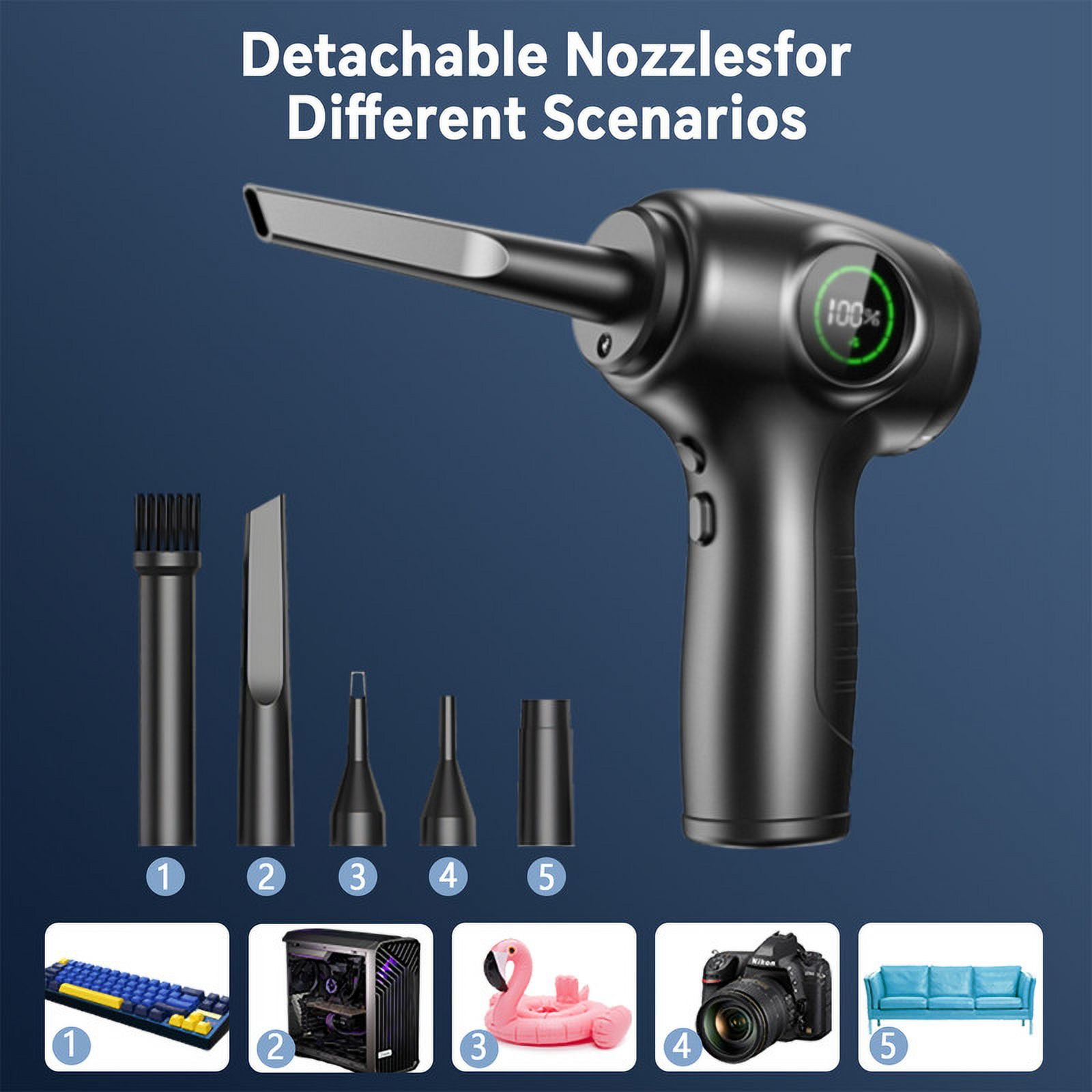 WORLDTIGER Air Duster - Computer Vacuum Cleaner - for Keyboard Cleaning- Cordless Canned Air- Powerful - Energy-Efficient
