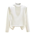 thumbnail image 5 of Sakmal Pullover Pajama Tops for Women Long Sleeve Shirts White Crew Neck Shirts for Women XXL, 5 of 5