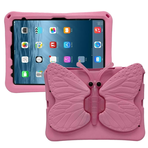 Dteck Kids Case for iPad Air 11 Inch (2024) iPad 10th Gen 10.9"/iPad Air 5th 4th Gen 10.9"/iPad Pro 11 (2022-2018),Butterfly Wings Stand Light Weight EVA Shockproof iPad Cover for Girls Boys,Pink