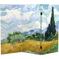thumbnail image 6 of Red Lantern Double Sided Works of Van Gogh Canvas Folding Screen - Almond Blossoms/Wheat Field, 3 ft Short - 3 Panel, 6 of 13