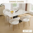 thumbnail image 6 of Set of 1 Velvet Fabric Dining Chairs with Curved Backrest and Golden Metal Legs for Kitchen or Dining Room (White), 6 of 11