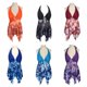 thumbnail image 4 of Greeniant Traje de baño Sexy de verano para mujer, ropa de playa sin espalda con estampado , escote en V profundo, ropa de baño sin mangas con Traje de baño Naranja XL, 4 of 6