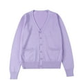 thumbnail image 2 of Miluxas Women's Long Sleeve Cardigan Button Down Crew Neck Classic Sweater Knit Cardigan Purple 8(L), 2 of 3