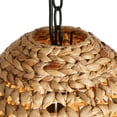 thumbnail image 5 of LNC Holophankton Matte Black with Natural Brown Rattan Modern Bell Hanging Pendant Light, 5 of 16
