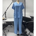 thumbnail image 4 of Bosfbaoi 2 Piece Sets For Women Nursing Uniform Sets Multi-pocket Scrub Set V-Neck Short Sleeve Top Straight Leg Pants Medical Uniform Set, 4 of 5