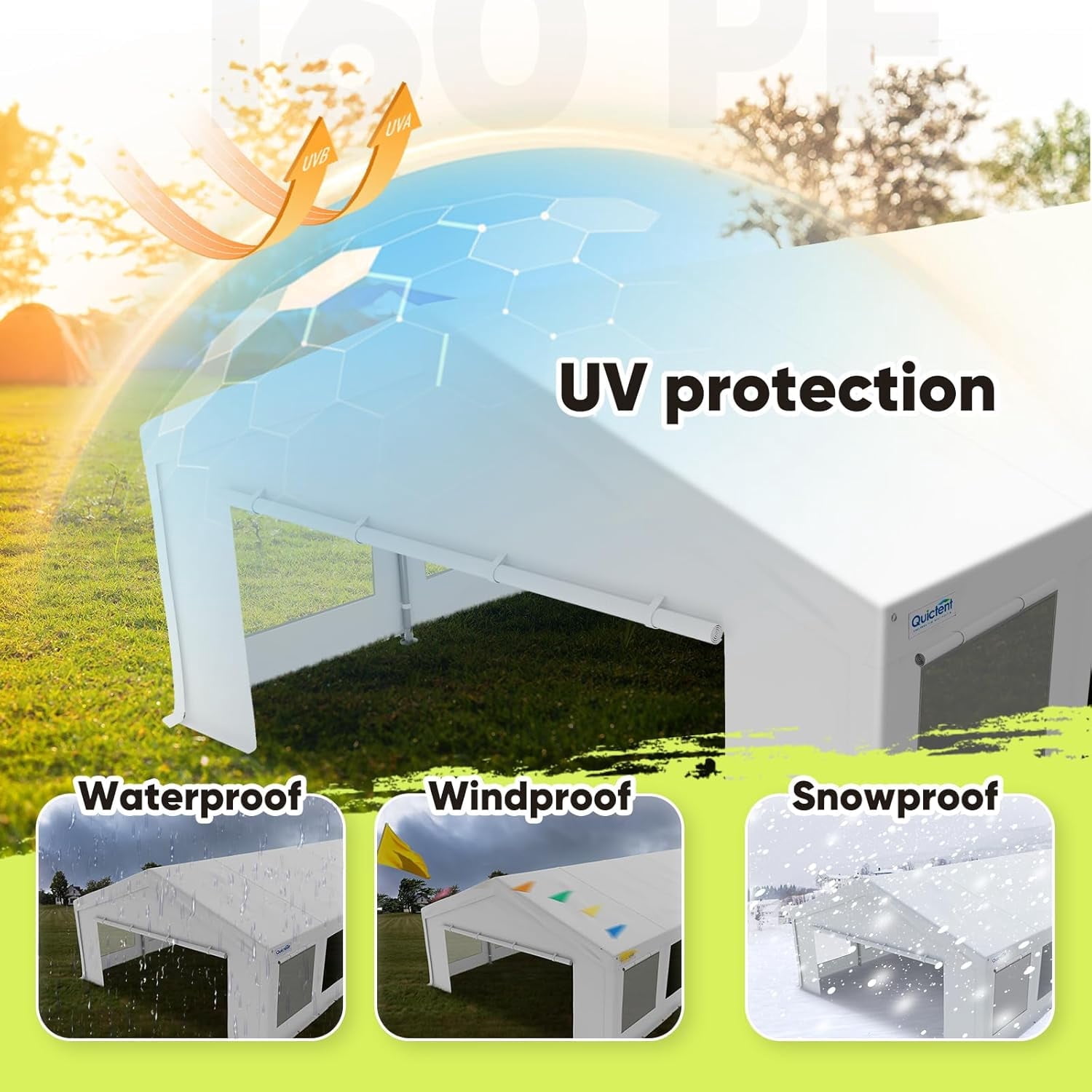 Quictent 20x20ft Party Tent Waterproof Canopy with Mesh Windows