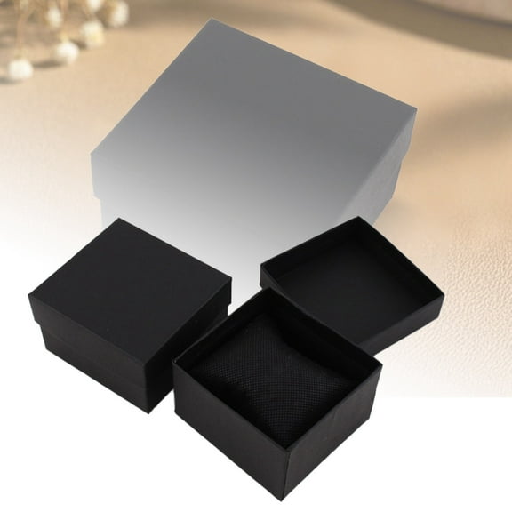Empty Watch Box, Watch Gift Box, Black Gift Boxes for Watches with Pillow Cushion, Jewelry Gift Boxes for Bracelets, 3.4"x3.1"x2.1", Black