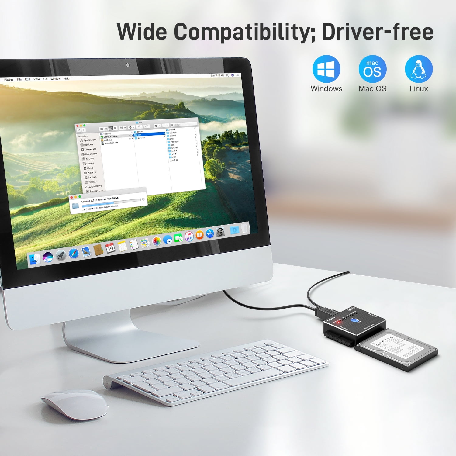 FIDECO USB 3.0 to SATA IDE Adapter, Hard Drive Adapter Cable for Universal 2.5/3.5 inch IDE SATA External HDD SSD, Hard Drive Converter with 12V Power Adapter, Support Offline Clone