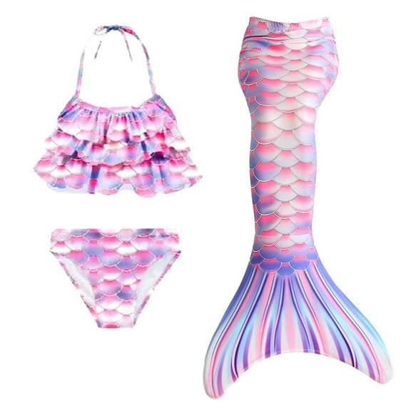 MUXiin Swimsuit with Tail 4t Fish Tail Set Bathing Suits Fishscale 3 Piece Bathing Suit for Little Girls Cute Toddler Girls Swimsuit Girls'swimwear Bikini 3pc Set