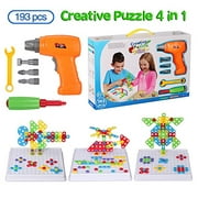 Haifeng Educational Toys Drill Stem Learning Creative Design Kit Original 193 Piece Construction Engineering Building Blocks Creative Fun Kit for 3 4 and 5+ Year Old Boys  Girls Best Toys Gift