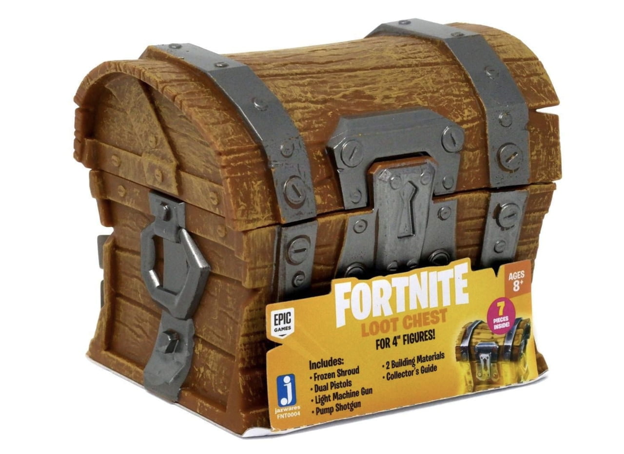 EPIC GAMES JAZWARES NEW FORTNITE LOOT CHEST FOR 4/" FIGURES 6 PIECES INSIDE