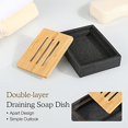 thumbnail image 2 of Bamboo Soap Dish, Resin Soap Holder with Drainage, Wooden Soap Dish for Shower, Bathroom, Sink, Kitchen and Countertop, Gravel Black, 2 of 6