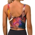 thumbnail image 4 of Picia Oil Paintings of Elephants Sports Bra for Women,Padded Strappy Sports Bras Medium Support Yoga Bra with Removable Cups,Running Yoga Bra-Medium, 4 of 9
