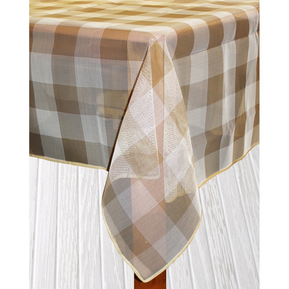 Lintex Linens Bistro Check Indoor/Outdoor Table Cloth, Sand Walmart