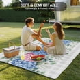 thumbnail image 4 of Blue Pink Hydrangea Outdoor Rug for Patio/Deck/Porch, Non-Slip Large Area Rug 5 x 7 Ft, Eucalyptus Leaves Grey Plaid Indoor Outdoor Rugs Washable Area Rugs, Reversible Camping Rug Carpet Runner, 4 of 8