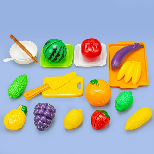 Dvkptbk 21PCS Pretend Play Food Toys Set for Kitchen, Cutting Vegetable & Fruit Toys for Toddlers Boy Girl, Kitchen Accessories Toys for Birthday Christmas Gifts