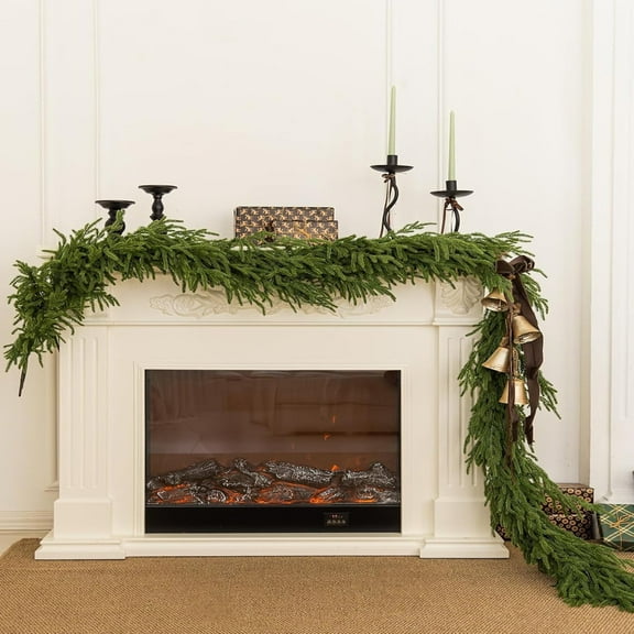 2025 New Artificial Norfolk Pine Garlands,8.86ft Real Touch Winter Pine Garland, Green Artificial Greenery Garland for Table,Wall, Outdoor, Indoor Christmas Decorations