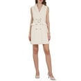 thumbnail image 2 of INSPIRE CHIC Women's Sleeveless Tweed Dress Collared Belted Button Down Work Blazer Dresses M 2, 2 of 5