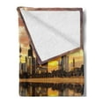 thumbnail image 2 of Travel Soft Flannel Fleece Throw Blanket, Kuwait City Skyline from Sailboat Majestic Sky Skyscrapers Arabia Landscape Photo, Cozy Plush for Indoor and Outdoor Use, 60" x 80", Multicolor, by Ambesonne, 2 of 5
