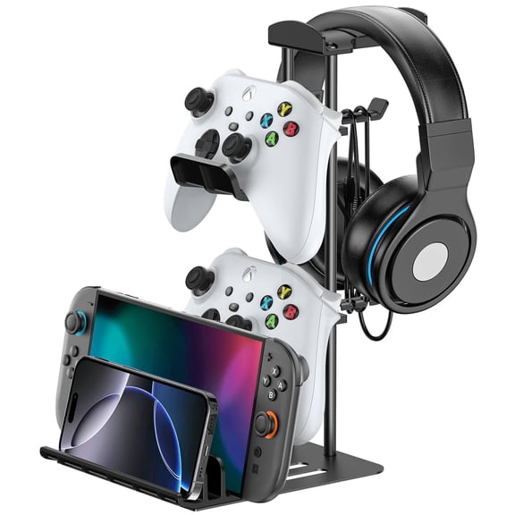 KDD Headphone Stand, Gaming Controller Holder, Metal Gaming Stand for Desk Organizer, Switch, Mobile Phone