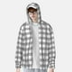 thumbnail image 2 of Balery Gray Checkboard Sudadera ligera de manga larga con capucha y protección solar UPF 50+ para hombre y mujer, ideal para pesca y running-Large, 2 of 7