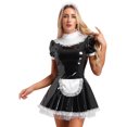 thumbnail image 3 of Sywiyi Costume de Femme de Chambre Cosplay en Cuir PVC Robe à Volants Tenues d'Halloween Noir 3TG, 3 of 8