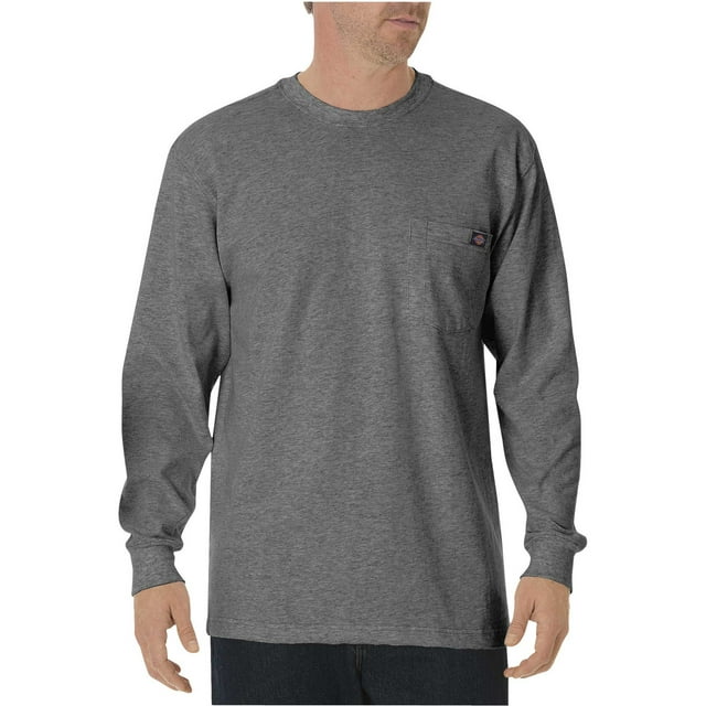 Dickies T-Shirt à Manches Longues pour Homme, Col Ras du Cou, Épais, L, Gris Chiné