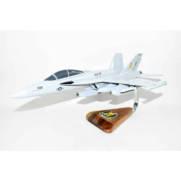 VAQ-131 Lancers EA-18G Growler Model, Navy, 1/40th (18") Scale, Mahogany