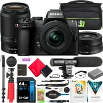 Nikon Z50II Mirrorless Camera 4K DX Body with 2 Lens Kit 16-50mm   50-250mm VR 1788 Content Creator Bundle with Deco Gear Photography Bag   Microphone   Monopod   64GB Card   Software & Accessories