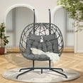 thumbnail image 5 of Oversized 2 Person Egg Chair, Outdoor Garden Large Wicker Egg Basket Lounge Chair with Stand and Cushions for 2, Patio Chaise Basket Egg Chair for Patio Balcony Garden, 5 of 7