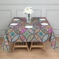 thumbnail image 3 of Yellow Floral Oval Pattern Square Tablecloth,Waterproof Square Table Cover,Wipeable Spillproof Washable Table Cover for Home Kitchen Party Decor 52"x52"(132x132cm), 3 of 6
