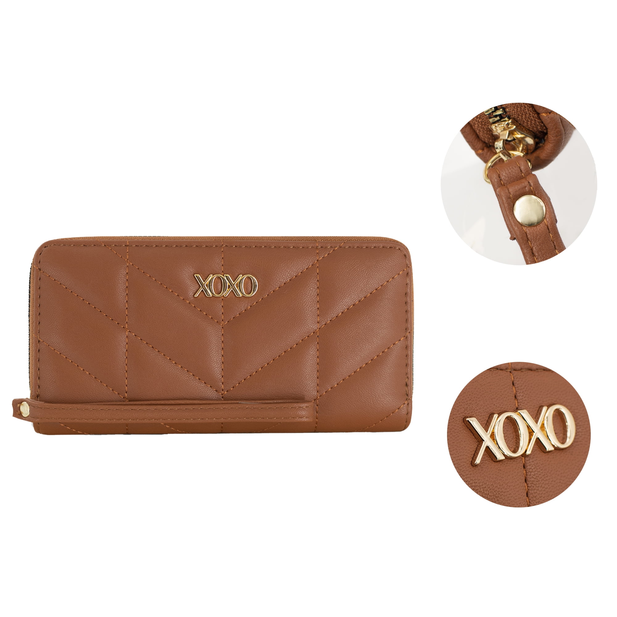 XOXO Women's Powder Blue Vegan Leather Quilted Single Zip Wallet 