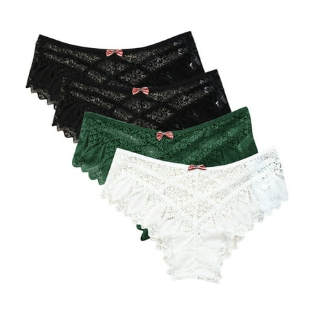Arnsht Sexy Cheeky Panties for Women Mesh Seamless Lace Criss Cross Bikini Underwear Breathable Wicking Briefs 4 Packs Multicolor#57 M