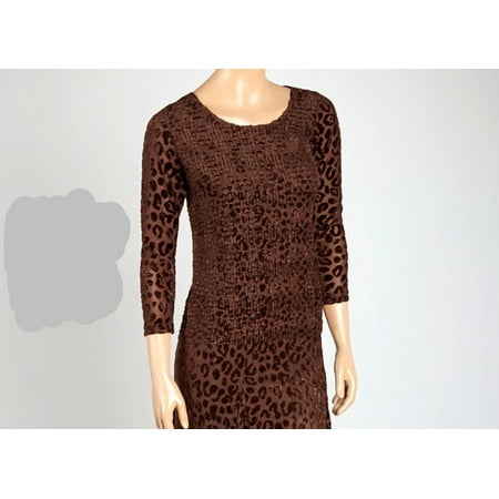 - Animal Print Velour Burnout Pleated Top 3/4 Sheer Sleeve (Style# 28072)