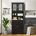 thumbnail image 2 of Costway 58.5" Tall Bathroom Storage Cabinet Freestanding Linen Cabinet with Shelves Black, 2 of 10