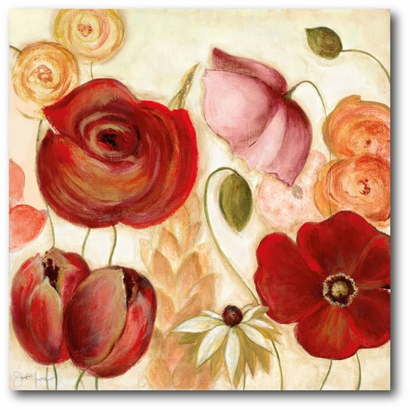 Pink & Red Floral I Gallery-Wrapped Canvas Wall Art, 16x16