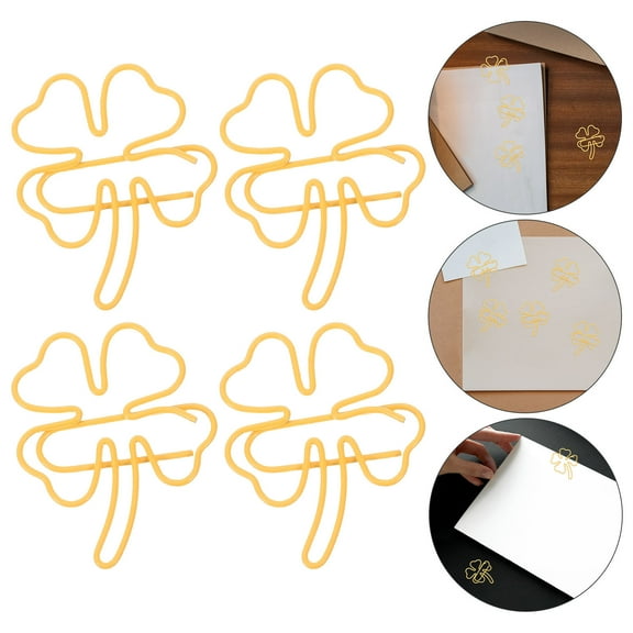 MEIBUTYUP 50Pcs Shamrock Paper Clips Metal Clover Shaped Clips Cute Desk Accessories for Office