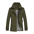 thumbnail image 2 of Dnzceghtig L;Abrigo verde militar para hombre, color liso, cuello vuelto, chaqueta de un solo pecho, cortavientos, informal, de negocios, gabardina, prendas de vestir exteriores para otoño e invierno, 2 of 5