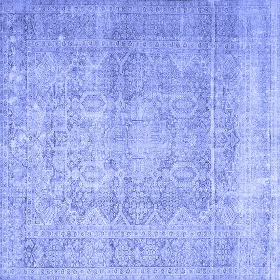 Ahgly Company Machine Washable Indoor Square Persian Blue Traditional Area Rugs, 8' Square