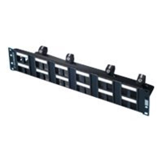 Ortronics TracJack Patch Panel Kit - Patch panel with cable management - black with white - 2U - 19" - 24 ports