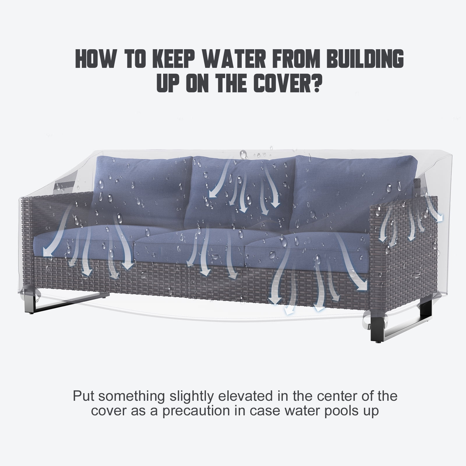 POCASSY Outdoor Furniture Cover Waterproof - 600D Oxford Waterproof Patio Furniture Cover with Handle and Storage Bag for Outdoor Sofa Outdoor Chair, 83"*34"*28", Gray
