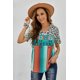 thumbnail image 4 of ABPHQTO Camiseta de mujer con cuello de pico y estampado de sarape de leopardo, 4 of 5