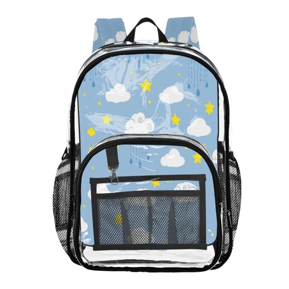 PVC Transparent Backpacks Clear Backpack for Travel and Outings Clouds and Stars