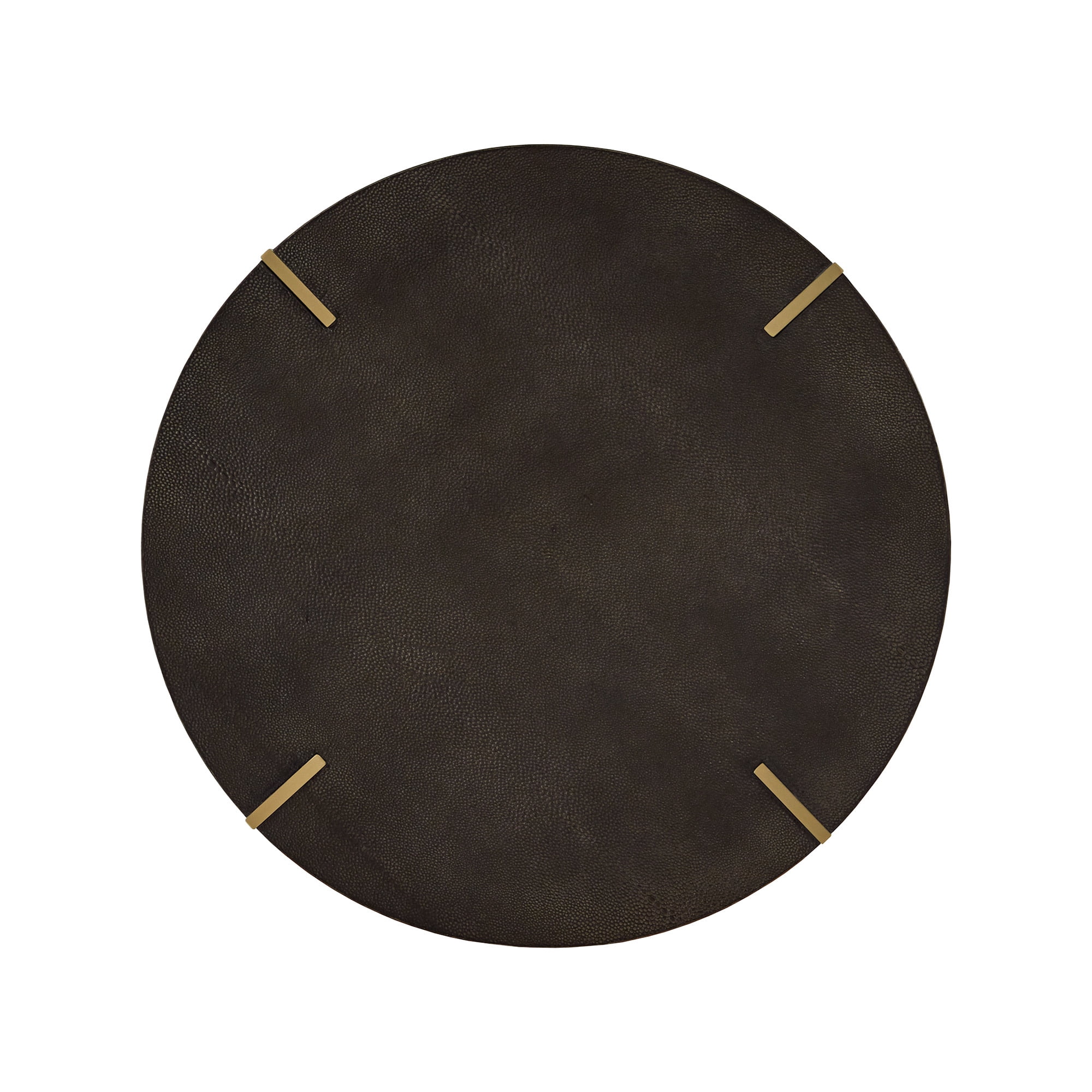 Weston Home Namsos Gold Finish Metal Dark Brown Faux Shagreen Round End Table, Dark Brown