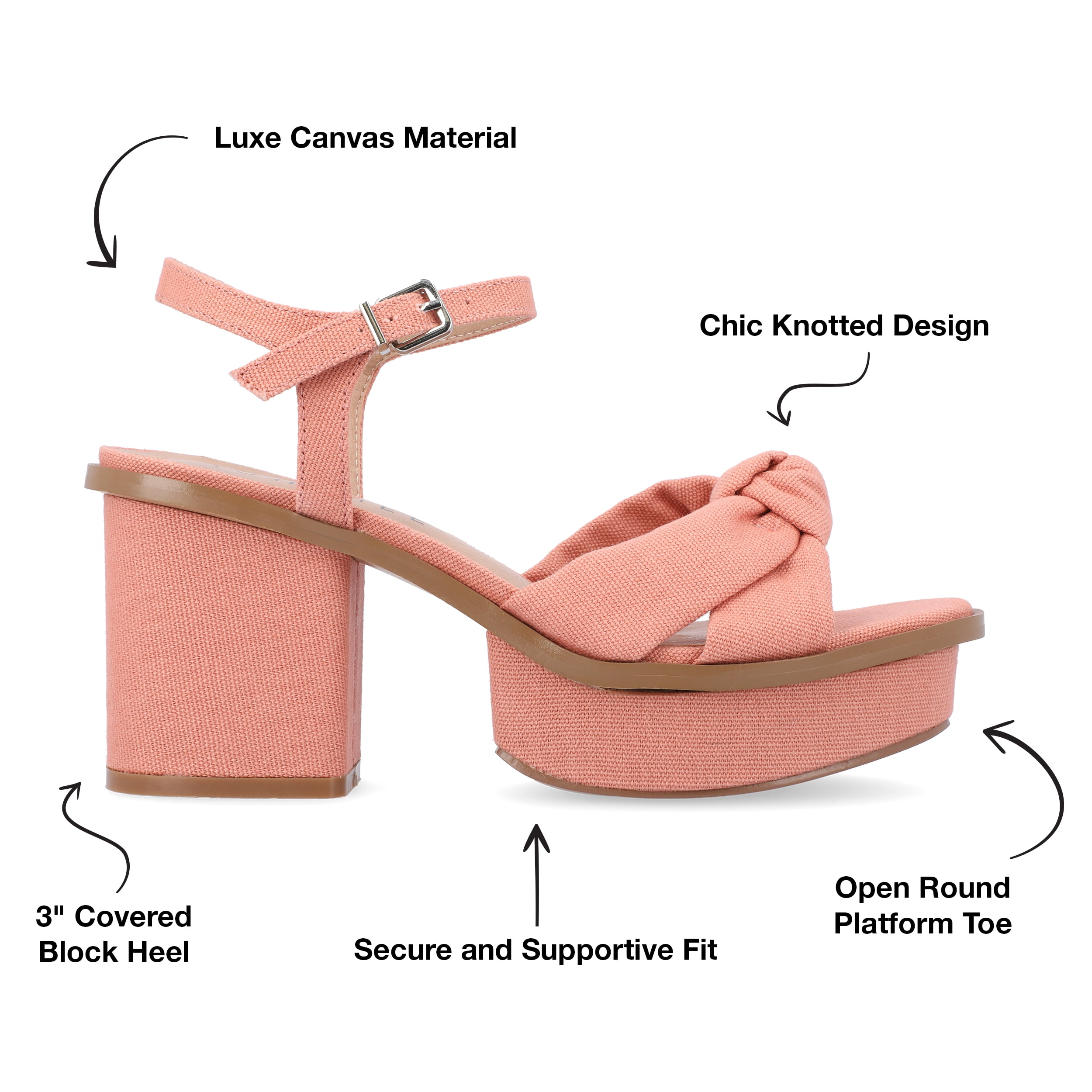 Journee Collection Womens Garner Knit Inset Platform Block Heel Sandals