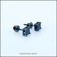 thumbnail image 4 of Dazzlingrock Collection 0.05 Carat (ctw) Round Blue Diamond 4.50mm Square Shape Hip Hop Iced Out Studs in 925 Sterling Silver, Screw Back, Unisex Design Ladies, Mens Real Diamond Earrings, 4 of 6